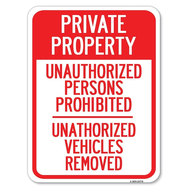 Unauthorized Persons Prohibited Unauthorized Vehicles Removed Parking, A-1824-22778